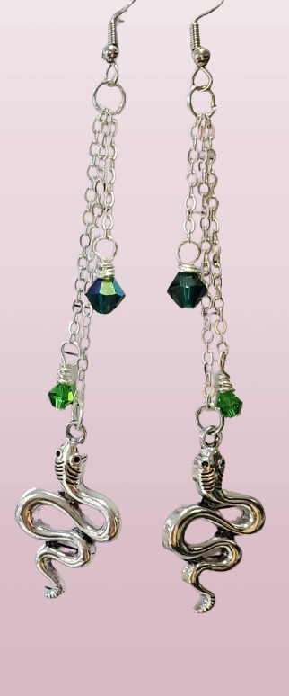 Emerald snake earrings